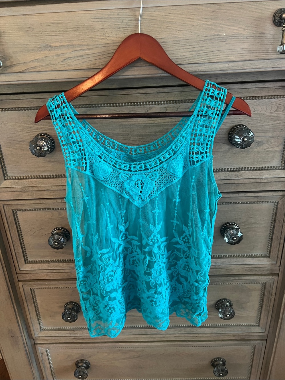 Sundance Turquoise Lace Crochet-Detail Camisole